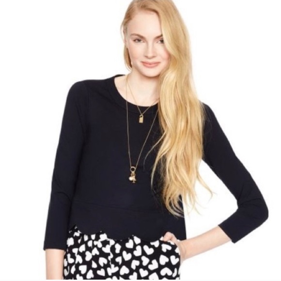 Kate spade ponte black scalloped bottom shirt - Picture 1 of 8